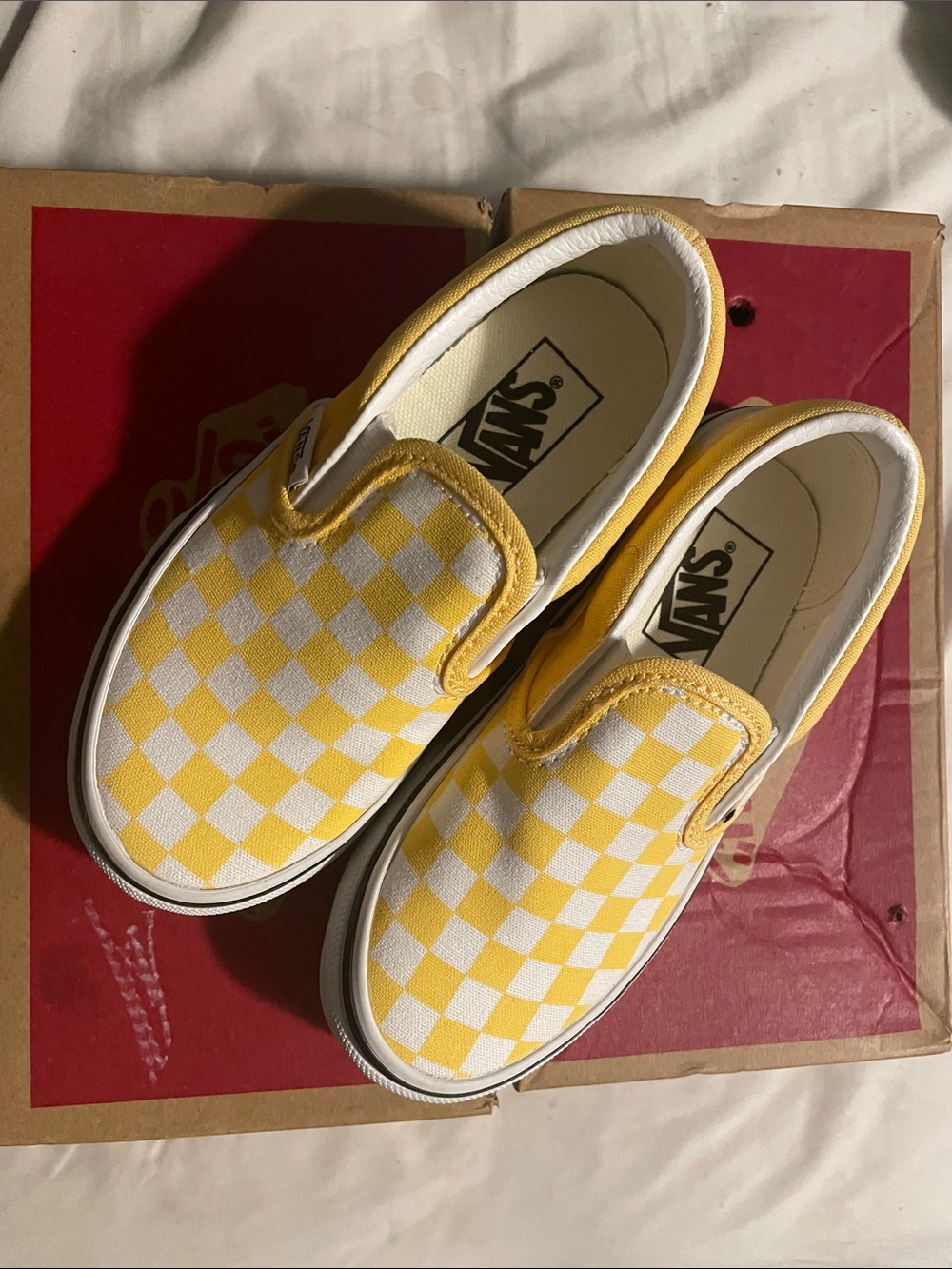 Vans Kids Slip-On Checkerboard Sneakers - Yellow & White